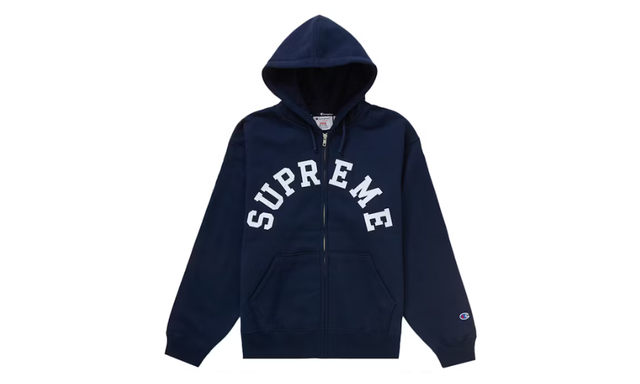 Supreme Champion Zip Up Hooded Sweatshirt Navy soleHub