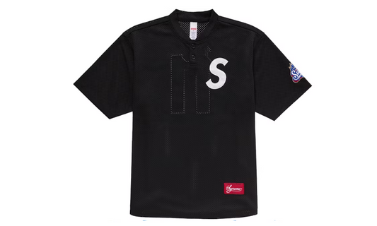 Supreme S Logo Baseball Henley Black