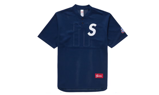 Supreme S Logo Baseball Henley Navy