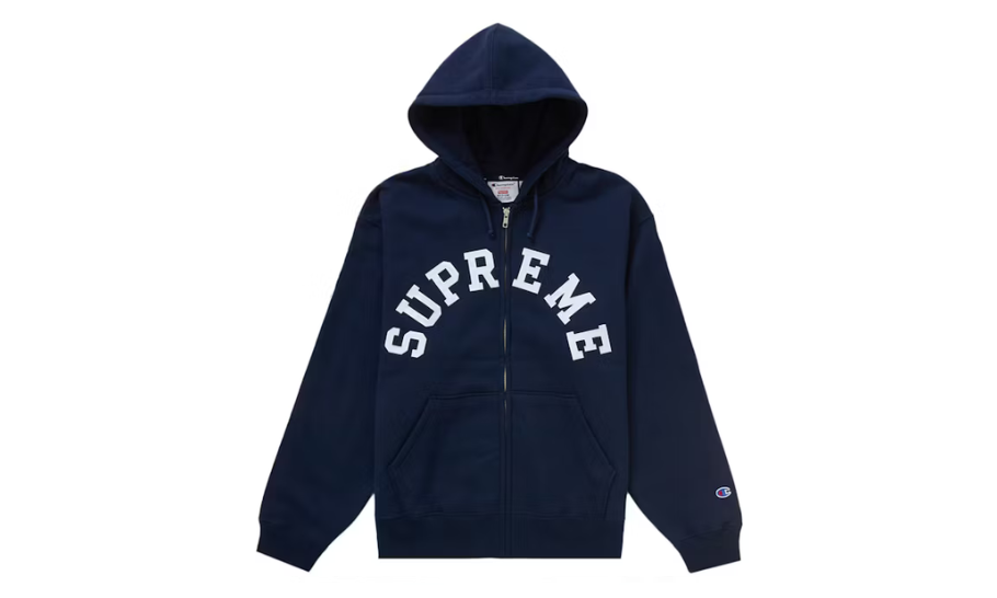 Supreme Champion Zip Up Hooded Sweatshirt Navy