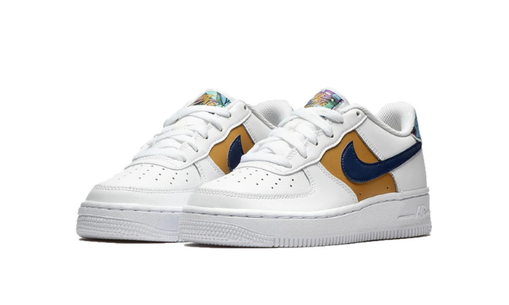 Nike Air Force 1 Low '07 LV8 White Blue Void Metallic Gold (GS)