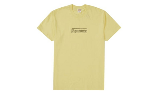 Supreme KAWS Chalk Logo Tee Pale Yellow