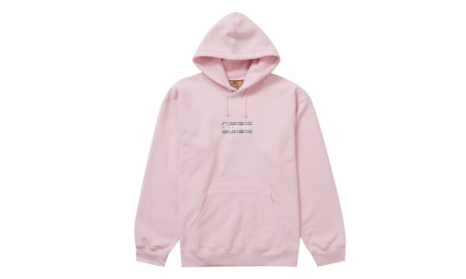 Supreme Burberry Box Logo Hooded Sweatshirt Light Pink