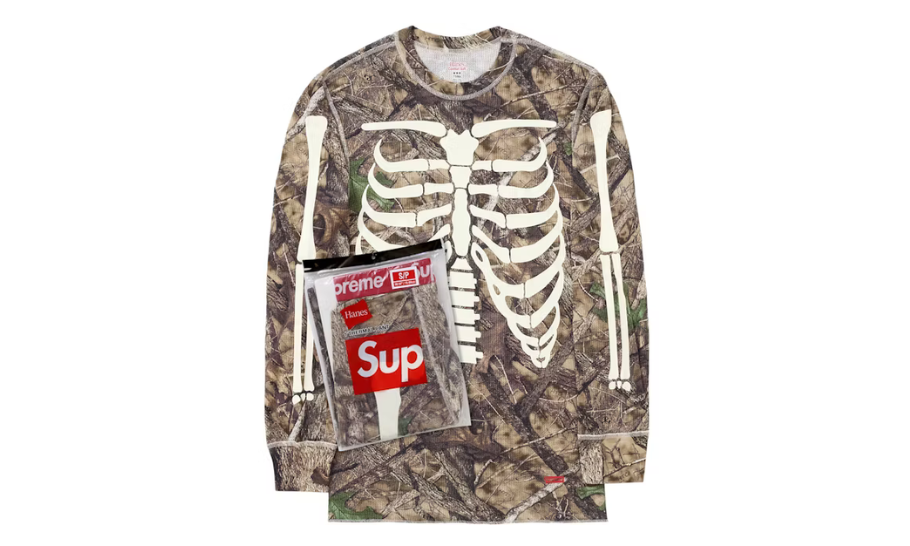 Supreme Hanes Bones Thermal Crew (1 Pack) Woodland Camo