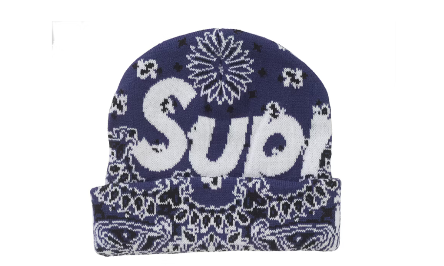 Supreme Bandana Big Logo Beanie Blue