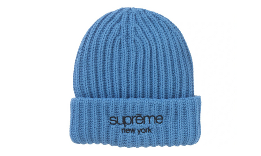 Supreme Classic Logo Chunky Ribbed Beanie (FW24) Blue