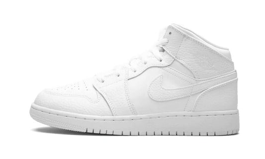 Jordan 1 Mid Triple White Tumbled Leather (GS)