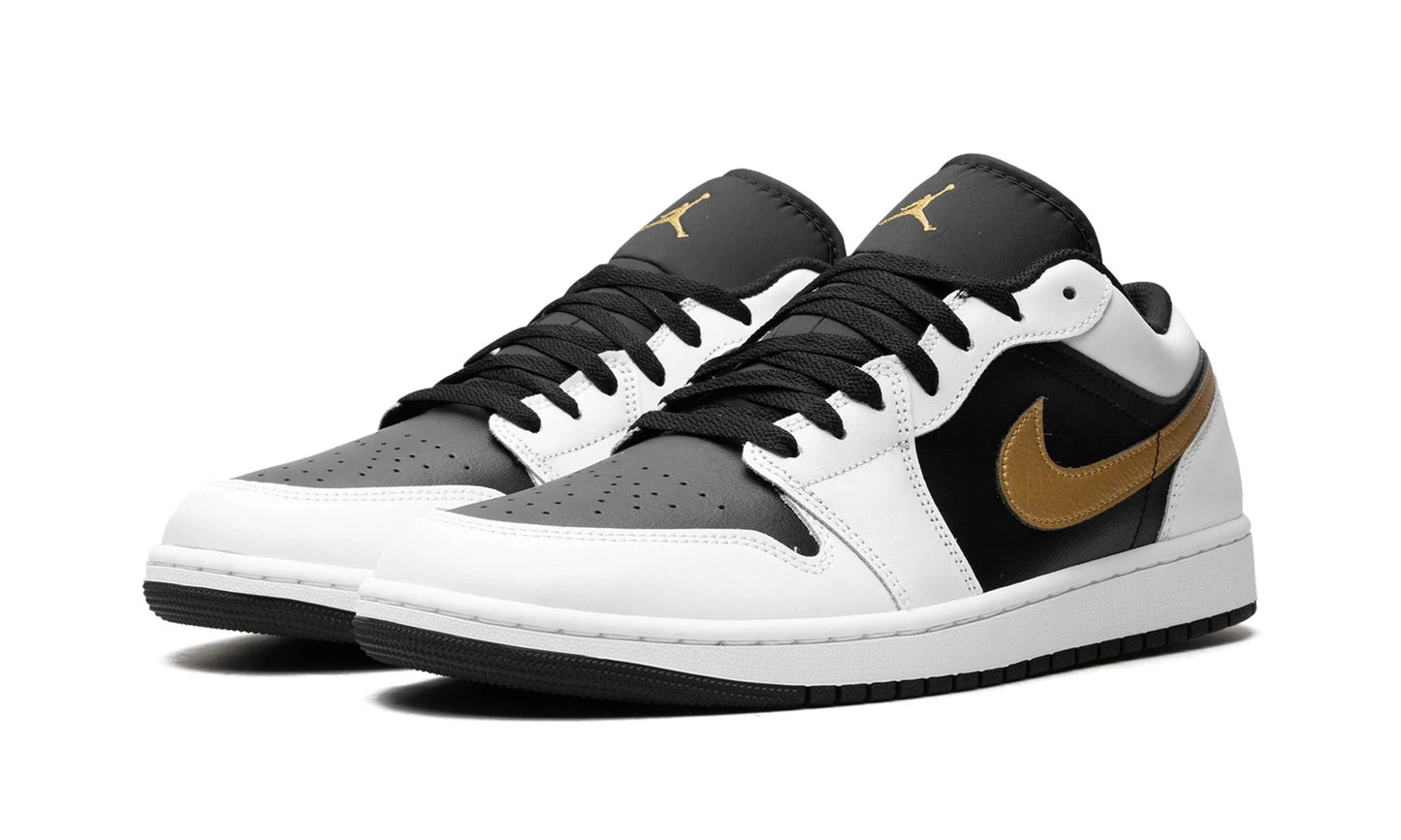 Jordan 1 Low White Black Metallic Gold Swoosh