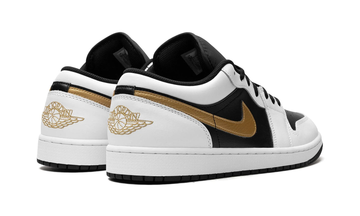 Jordan 1 Low White Black Metallic Gold Swoosh